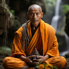 Asie moine bouddhiste méditation