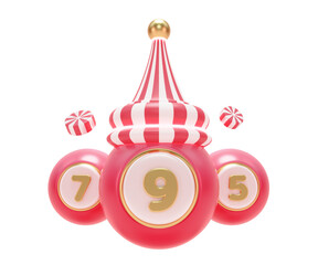 Lottery balls with red and white Christmas hat