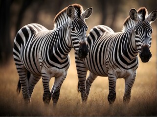 AI generated illustration of two zebras standing in a grassy field
