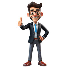 3d illustration of cartoon man showing thumbs up