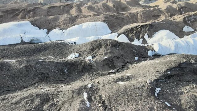 Aerial pull-in Reveal Drone shot of K2 Peak from Concordia Base Camp - Pakistan
