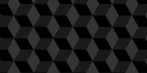 Fototapeta premium Black and gray geometric block cube structure mosaic and tile square background. Seamless geometric pattern abstract background. abstract cubes geometric wall or grid backdrop hexagon technology.