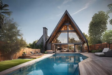A-frame house with an Outdoor Swimming Pool