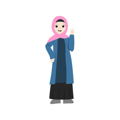 woman with cute pink hijab vector happy