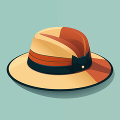 Women hat flat icon with long shadow