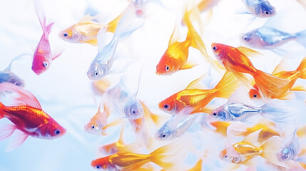 Colorful Fish in a Crystal Clear Aquarium. Generative ai