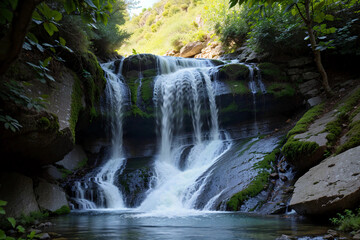 Fototapeta premium Landscape - nature summer waterfall