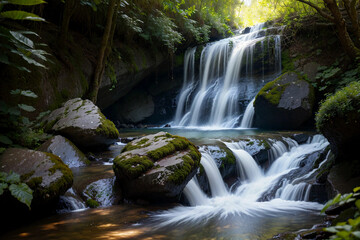 Fototapeta na wymiar Landscape - nature summer waterfall