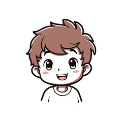 cute little boy with smile icon illustration avatar of cute handsome boy cartoon style