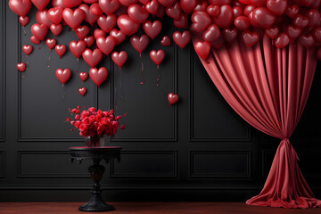 valentines day background, social media background for vday, full of romance cards with love, red rose and candles