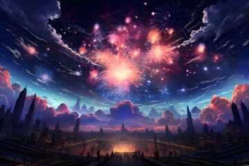 Fireworks background, New Year's Eve celebration