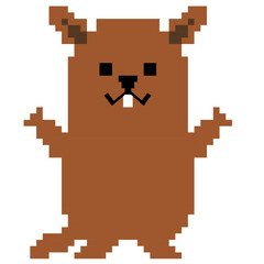 Fototapeta premium Day of weather prediction with the groundhog Pixel vector illustration Groundhog Day.