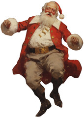 Jolly Santa Claus isolated on transparent background, old illustration