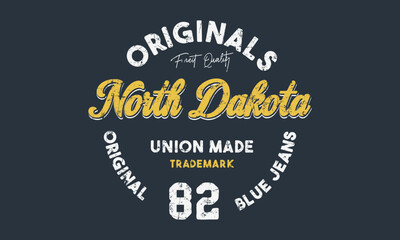 Original North Dakota typography design design vector, for T-shirt Hoodie 