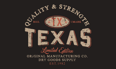 Texas Vintage typography college varsity slogan print for graphic tee t shirt or sweatshirt - Vector - obrazy, fototapety, plakaty