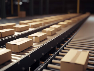 Product conveyor belt in operation