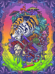 Tiger Head Surrealism Artwork 