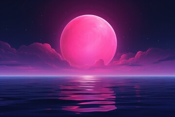 Pink full moon background