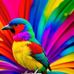 Vibrant Bird and Flower Colourful Illustration Portrait