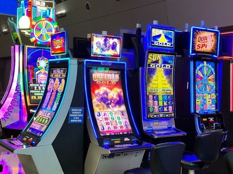 Popular Slot machine type casino games of chance. Las Vegas, Nevada, USA - December 7