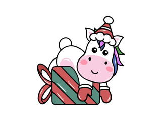 Christmas Unicorn Illustration
