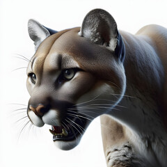 Puma, león de montaña, león americano, aislado fondo blanco