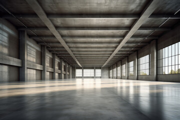Inside the super large empty factory - obrazy, fototapety, plakaty
