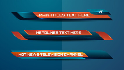 Set of Broadcast News Lower Thirds Banner for Television, Video and Media Channel