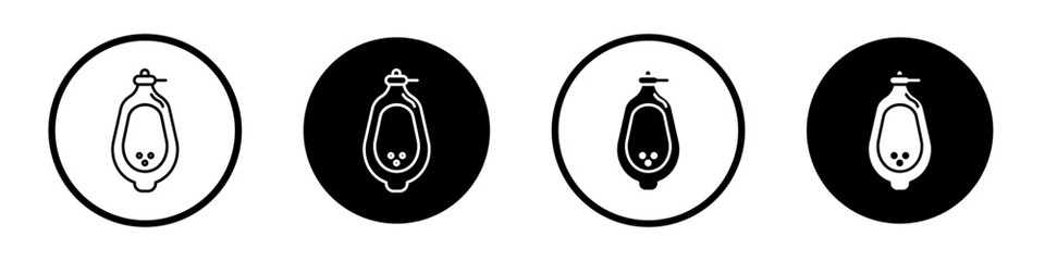 Urinal icon set. man toilet urinary vector symbol. pee urinal sign in black filled and outlined style. - obrazy, fototapety, plakaty