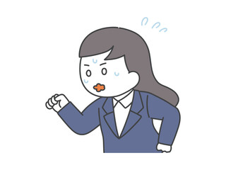 焦るスーツの女性の上半身イラスト