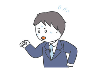 焦るスーツの男性の上半身イラスト