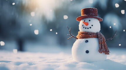 Fototapeta premium Snowman pictures in winter 