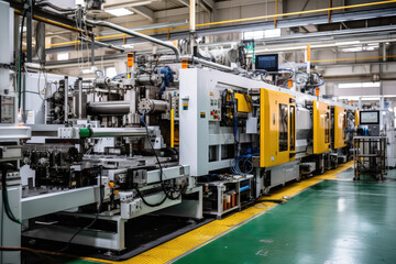 Machine tools at work in a modern factory - obrazy, fototapety, plakaty