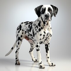 a black and white dog with spots