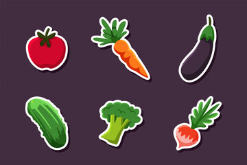 Set Collection of Vegetable Sticker