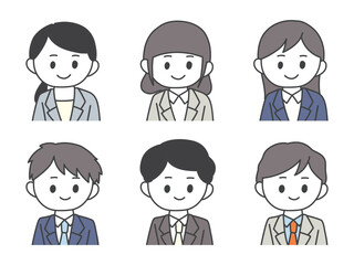 スーツを着た会社員の上半身セットイラスト