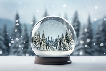 Fototapeta na wymiar a snow globe with trees inside