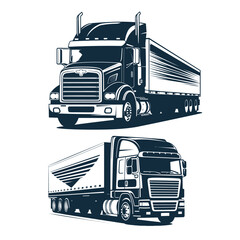 Black silhouette truck logo icon truck vector illustration