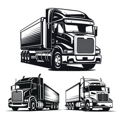 Black silhouette truck logo icon truck vector illustration - obrazy, fototapety, plakaty