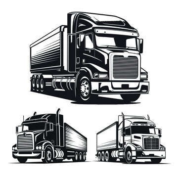Black silhouette truck logo icon truck vector illustration