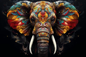 Papier Peint photo Lavable Style bohème an elephant with colorful patterns