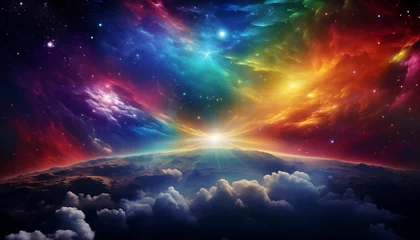 Foto op Plexiglas 虹色の夜空と雲の景色 © NOS Inc.