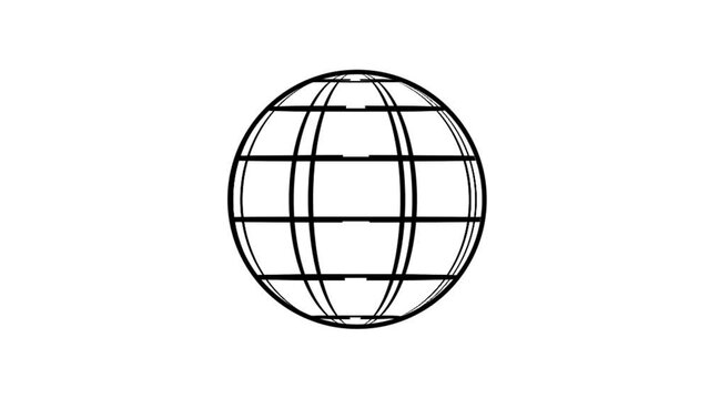 A 2D wire frame geodesic sphere that animates in a circle. This element is perfect for animated graphics.
