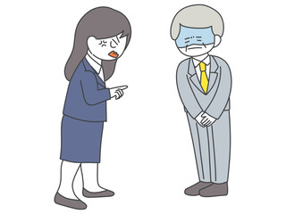 若手女性社員に怒られるベテラン男性上司