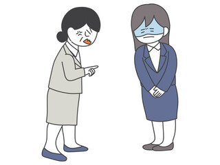 ベテラン女性社員に怒られる若手女性社員