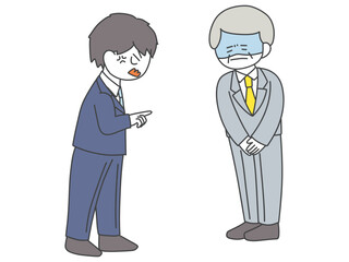 スマホをいじる若いスーツ姿の男性の上半身