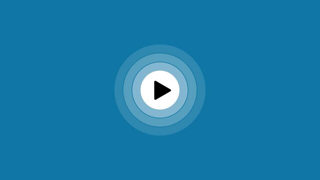 Video play simple arrow icon on animated white background.