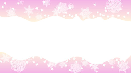 かわいいピンク色の雪の化粧ヘッダーフッター素材　16：9
