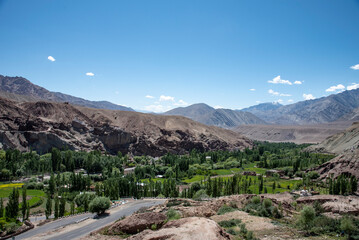 The beautiful views of road from Leh to Likir Monastery
