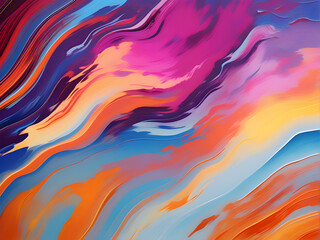  Vibrant dynamic art. Full color flow wave trendy background.